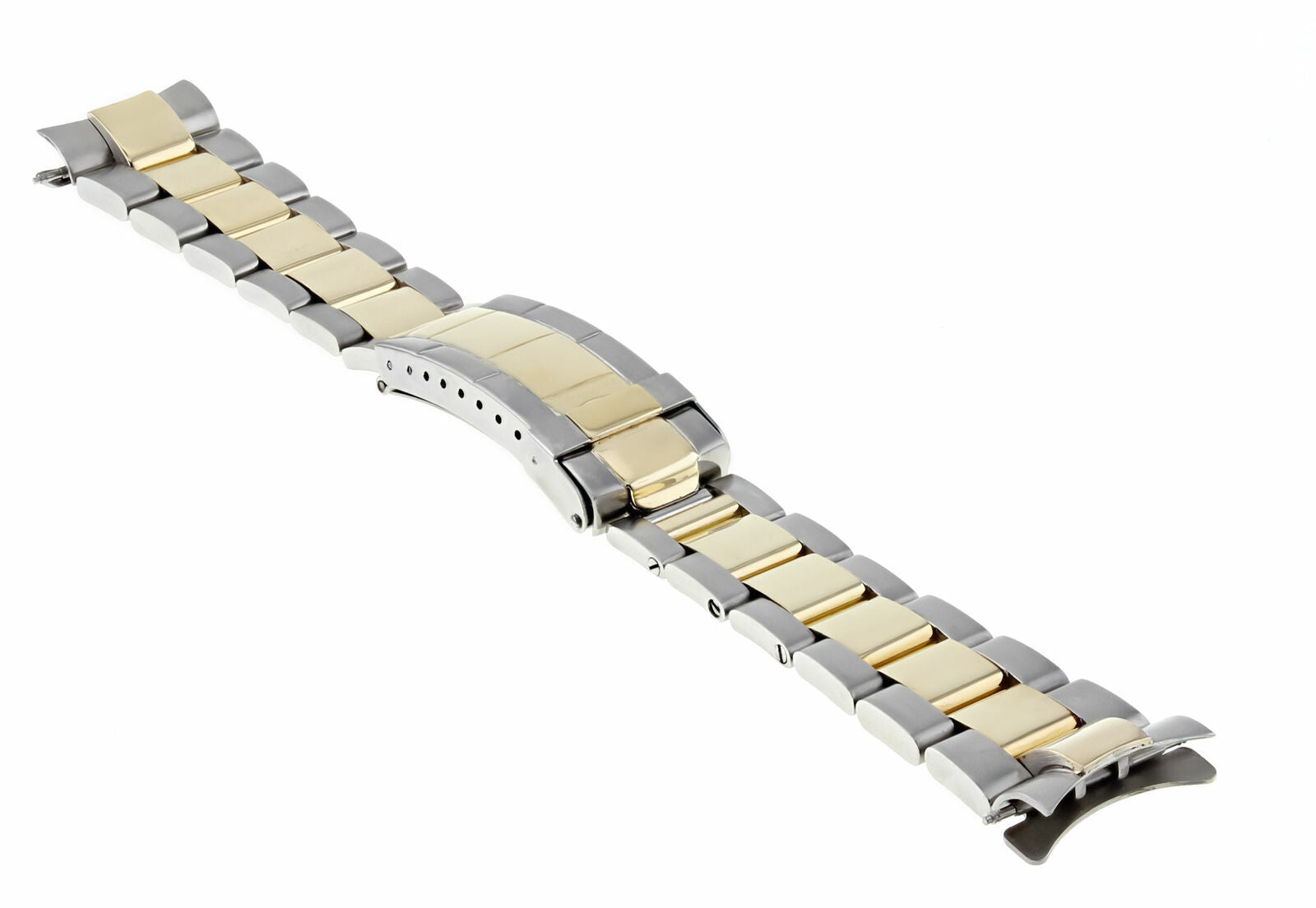 20MM GOLD THROUGH BUCKLE 18K/SS WATCH BAND STRAP FOR ROLEX 16753, 16713, 16613