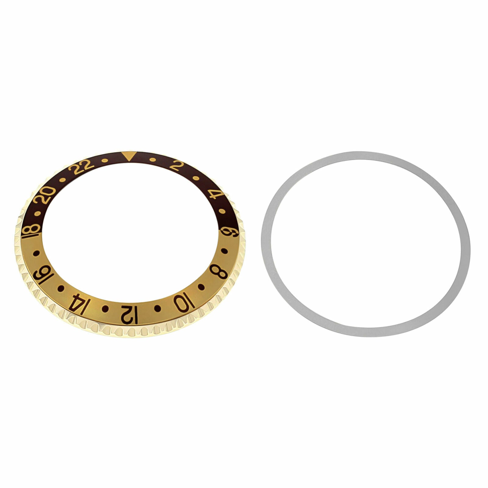 18KY ROTATING BEZEL, INSERT & SPRINGS KIT FOR GMT MASTER 16753, 16758 GOLD BROWN