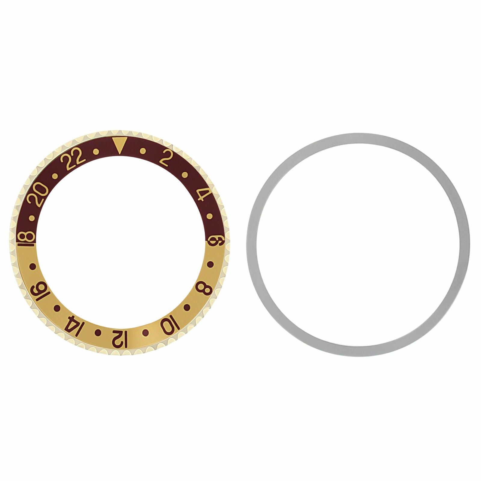 18KY ROTATING BEZEL, INSERT & SPRINGS KIT FOR GMT MASTER 16753, 16758 GOLD BROWN