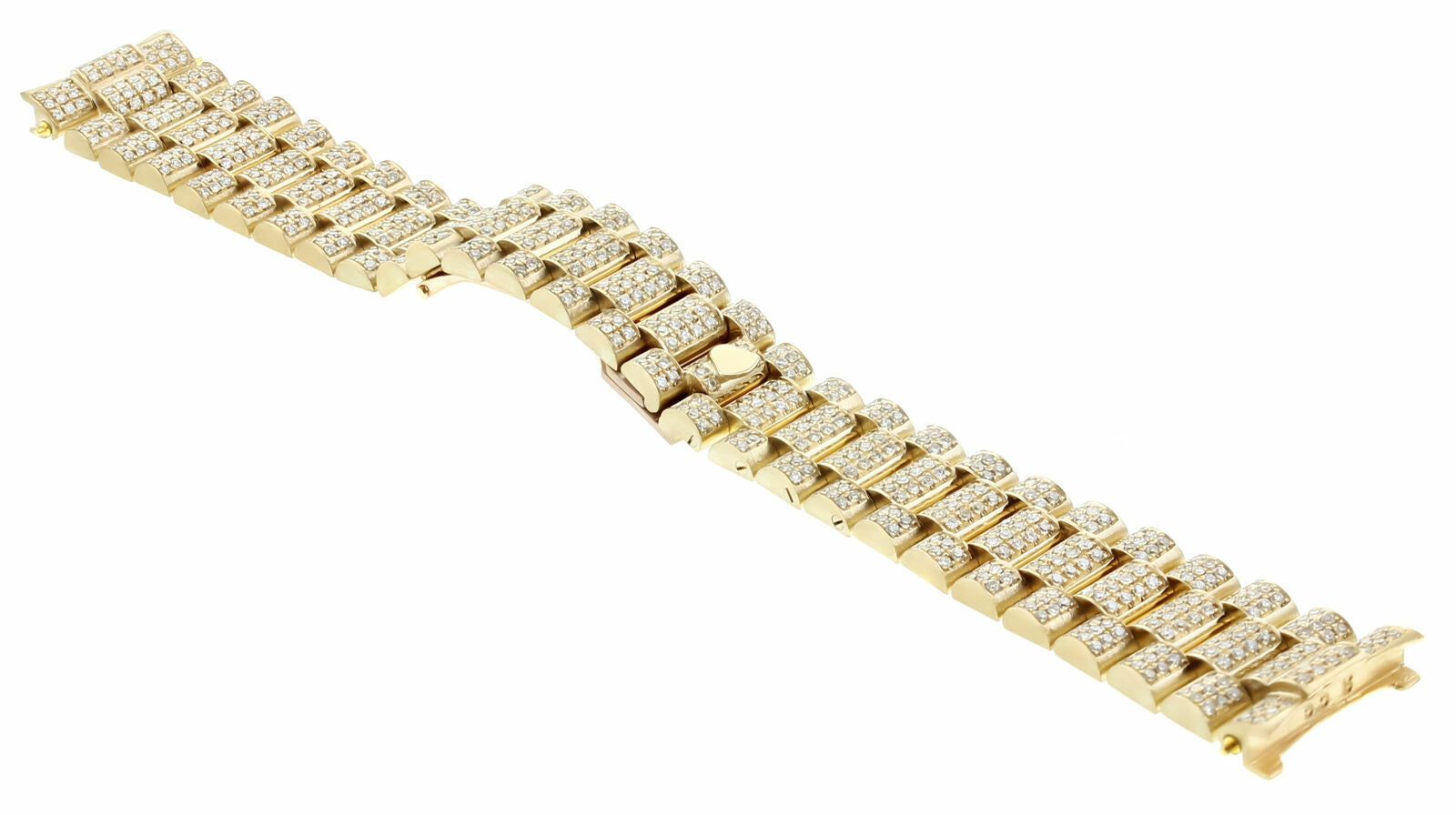 MENS 18KY PRESIDENT WATCH BAND WITH ALL DIAMOND LINKS FOR ROLEX PRESIDENT 8CTS