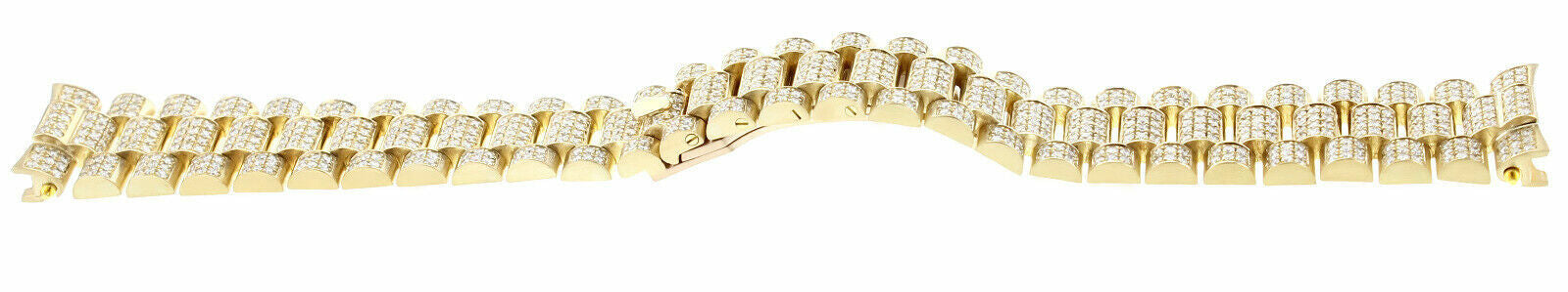 MENS 18KY PRESIDENT WATCH BAND WITH ALL DIAMOND LINKS FOR ROLEX PRESIDENT 8CTS