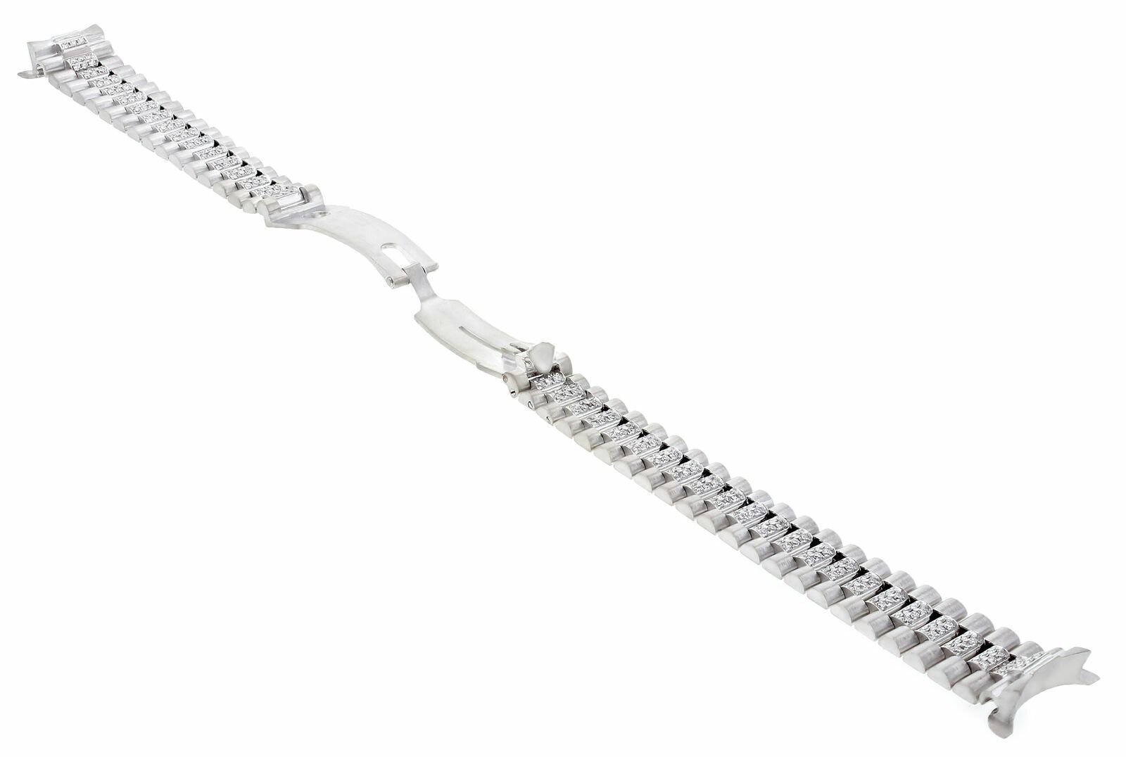 13MM 18K WHITE GOLD DIAMOND CENTER PRESIDENT WATCH BAND FOR ROLEX 26MM DATEJUST