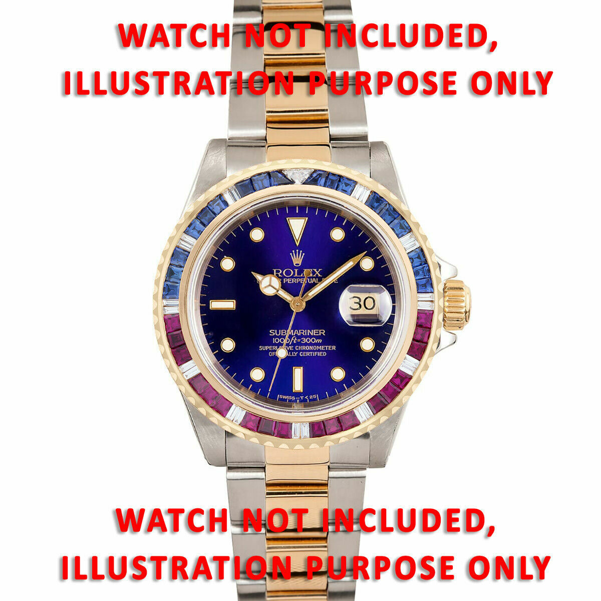 MENS SAPPHIRES, RUBIES, DIAMOND BEZEL FOR ROLEX 40MM SUBMARINER, GMT MASTER 2