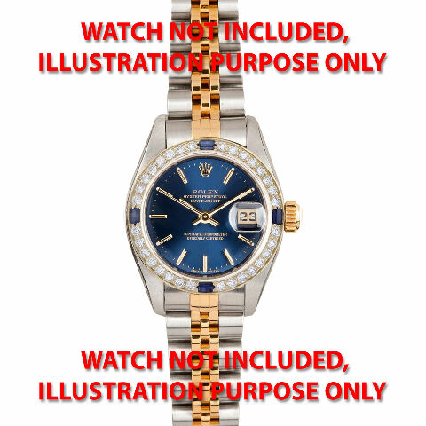 LADY 1CT BEAD SET DIAMOND BEZEL 18KY FOR ROLEX DATEJUST, PRESIDENT WITH SAPPHIRE