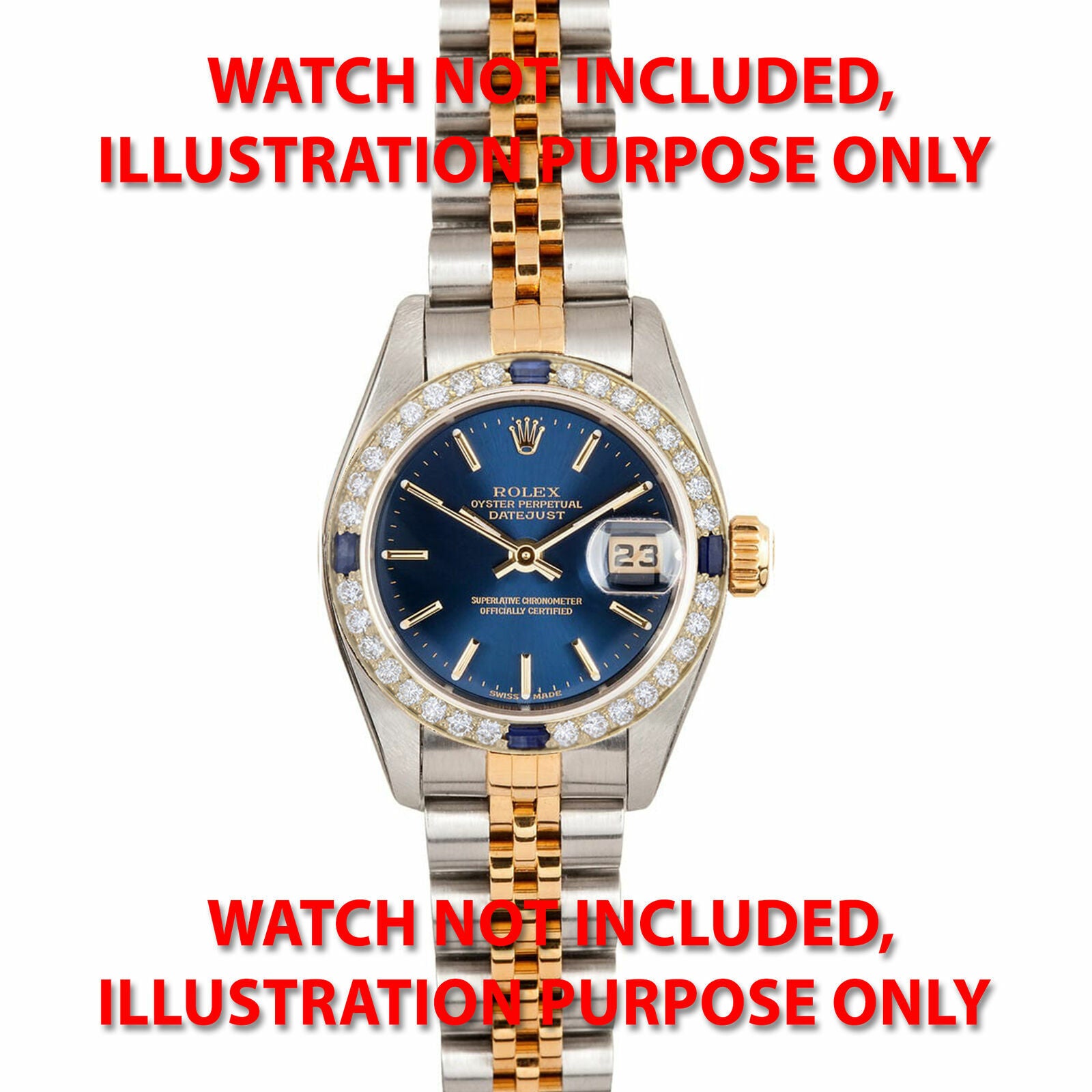 LADY 1CT BEAD SET DIAMOND BEZEL 18KY FOR ROLEX DATEJUST, PRESIDENT WITH SAPPHIRE