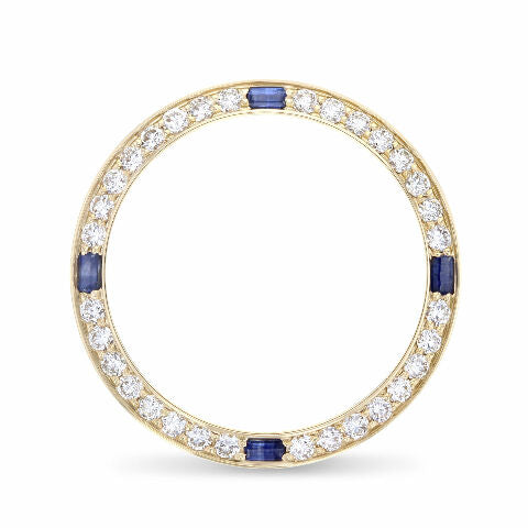 LADY 1CT BEAD SET DIAMOND BEZEL 18KY FOR ROLEX DATEJUST, PRESIDENT WITH SAPPHIRE