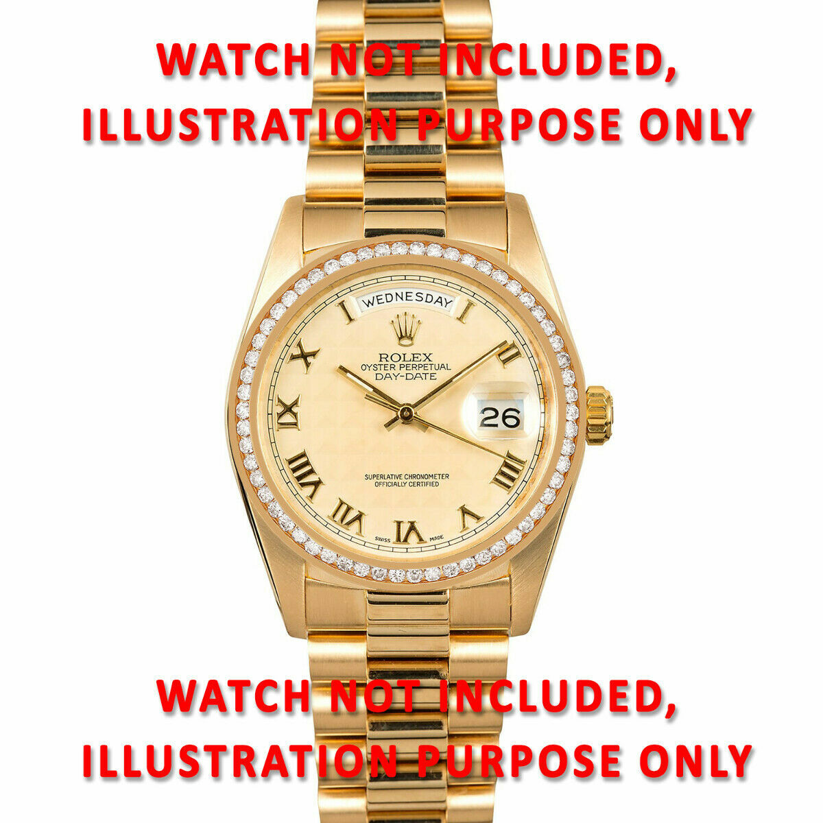 1.30CT CHANNEL SET DIAMOND BEZEL 18KY FOR ROLEX DATEJUST, DAY DATE PRESIDENT 36M