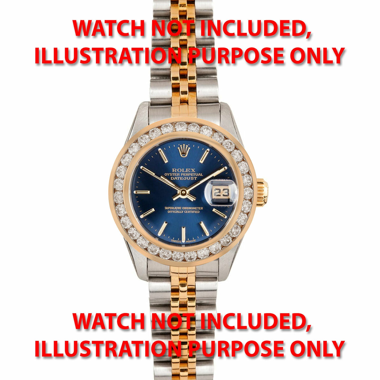 LADIES 2CT CHANNEL SET DIAMOND BEZEL 14KY FOR ROLEX 26MM DATEJUST, PRESIDENT