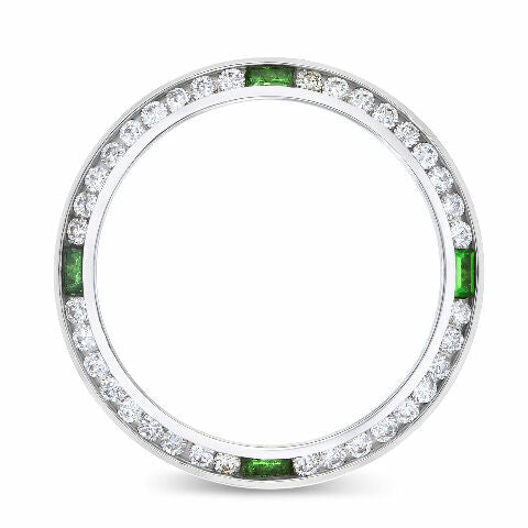 LADIES 1CT DIAMOND BEZEL 18KW FOR ROLEX DATE, DATEJUST, PRESIDENT WITH EMERALDS