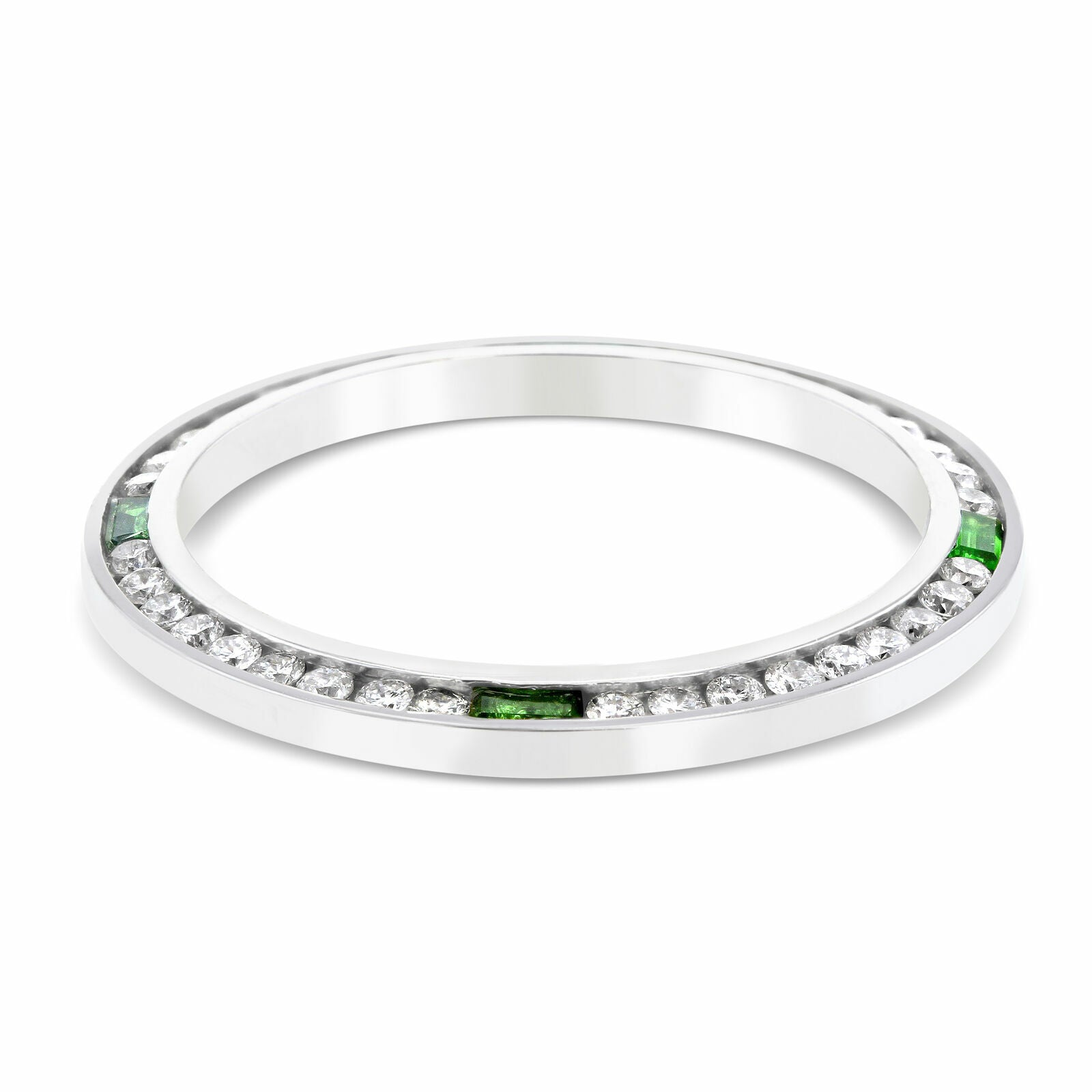 LADIES 1CT DIAMOND BEZEL 18KW FOR ROLEX DATE, DATEJUST, PRESIDENT WITH EMERALDS