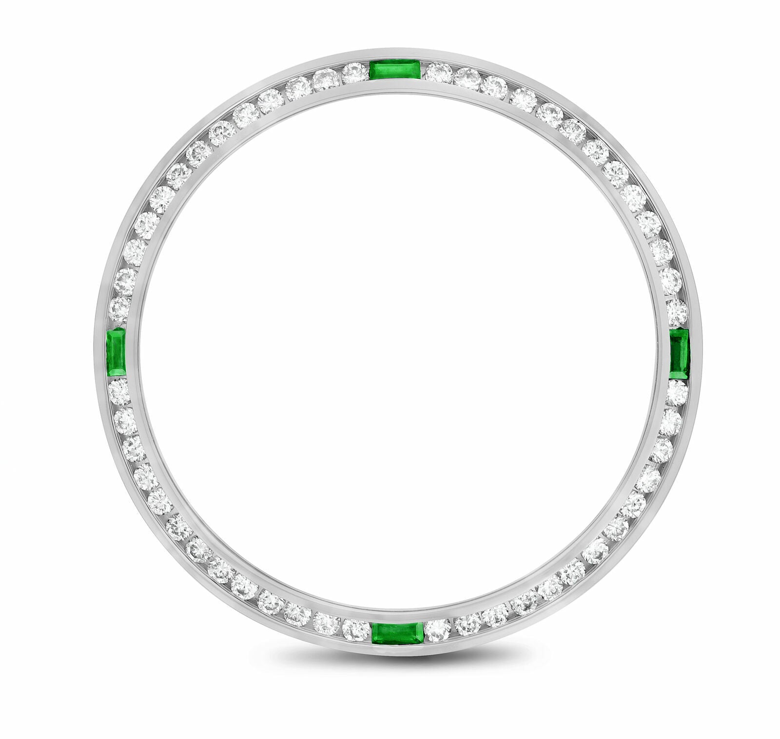 MEN 1.30CT CHANNEL DIAMOND BEZEL 18KW FOR ROLEX DATEJUST, PRESIDENT WITH EMERALD