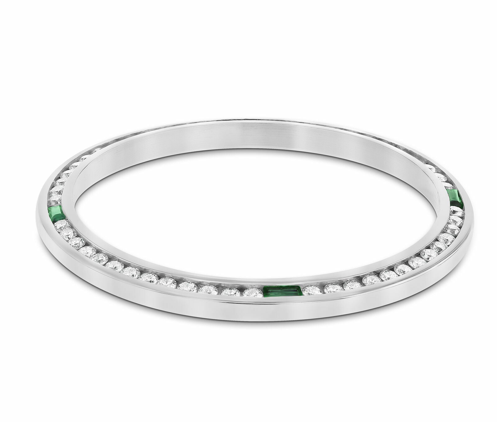 MEN 1.30CT CHANNEL DIAMOND BEZEL 18KW FOR ROLEX DATEJUST, PRESIDENT WITH EMERALD