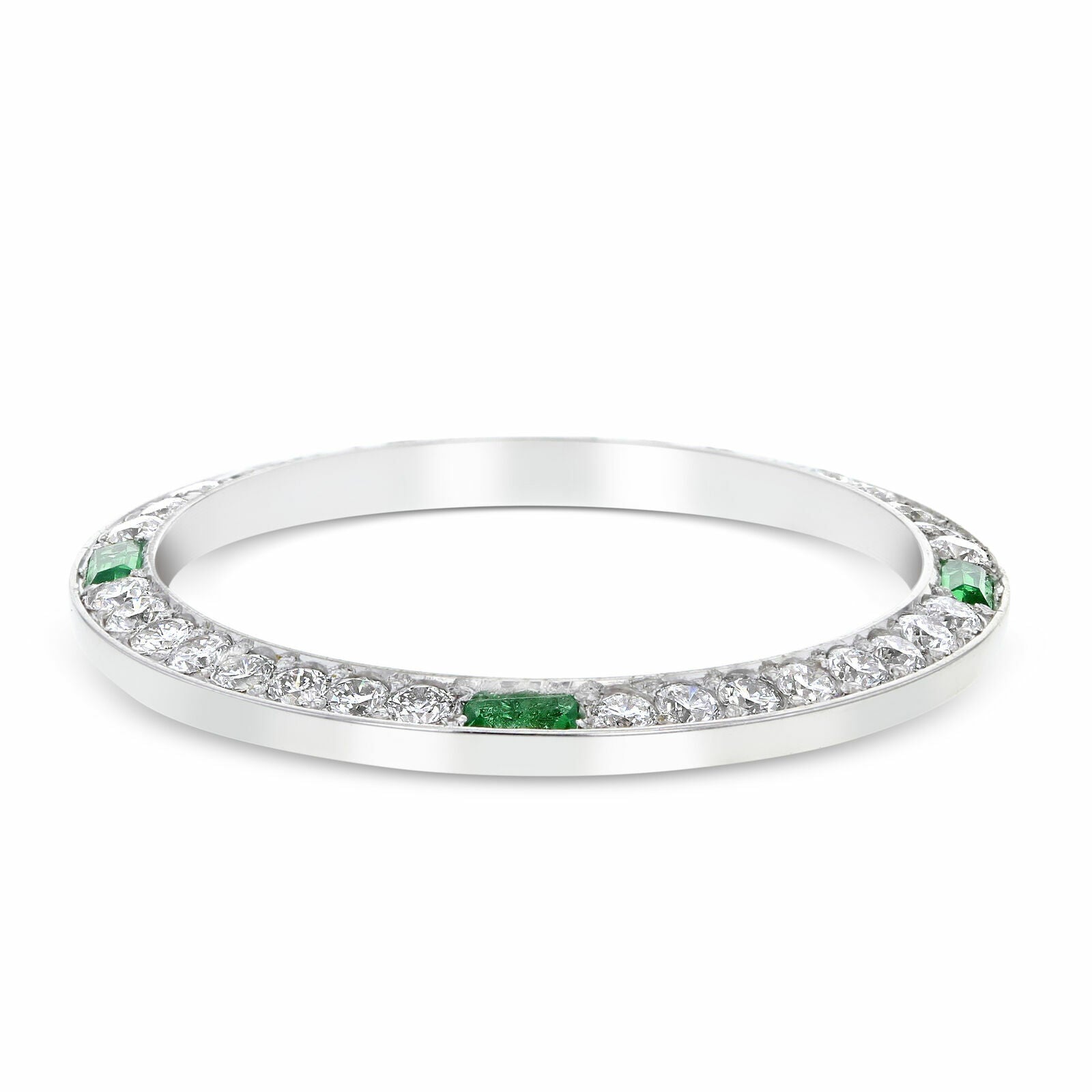 1CT BEAD SET DIAMOND BEZEL 18KW FITS ROLEX DATE, DATEJUST, PRES WITH EMERALDS