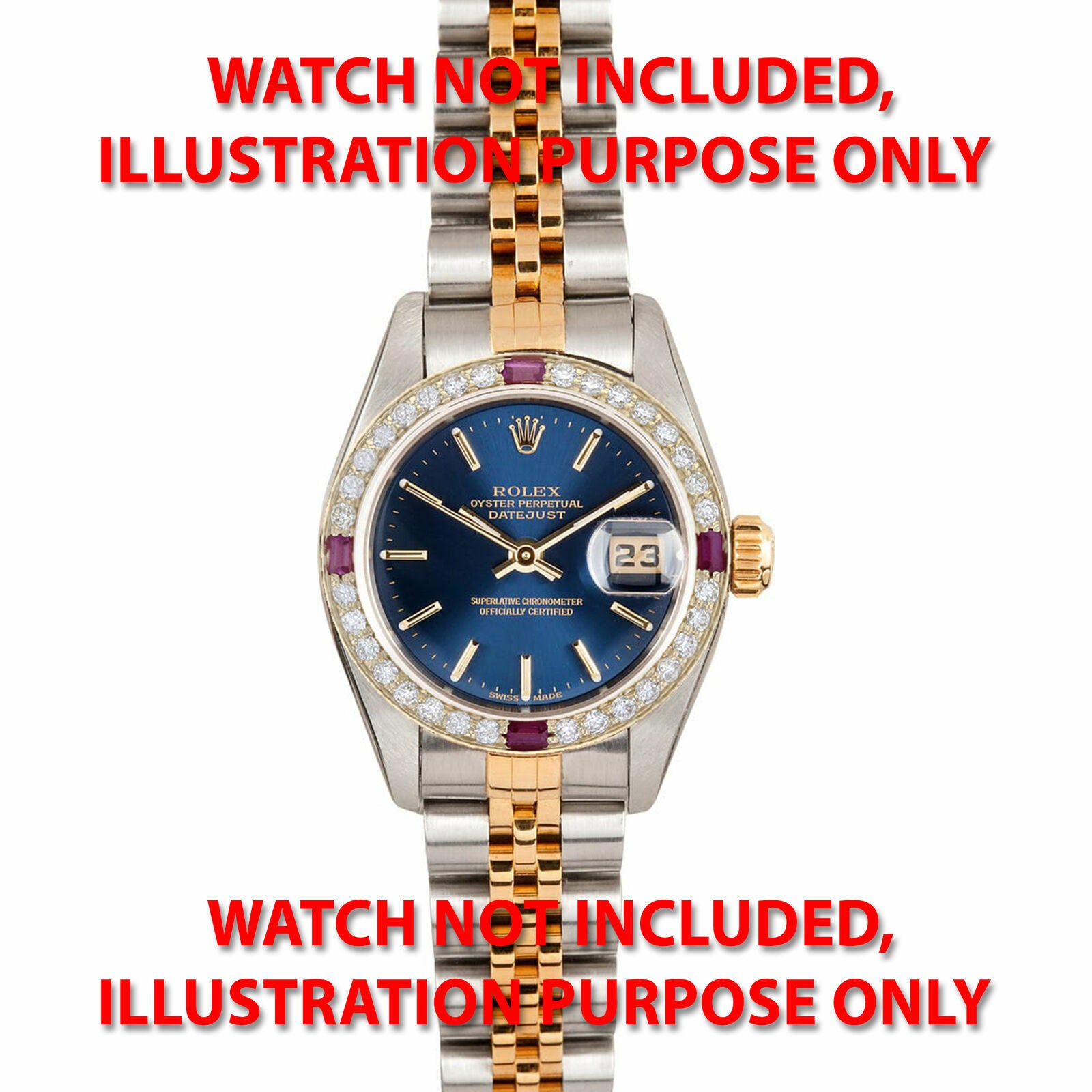 1CT BEAD SET DIAMOND BEZEL 18KY FOR ROLEX DATE, DATEJUST, PRESIDENT WITH RUBIES