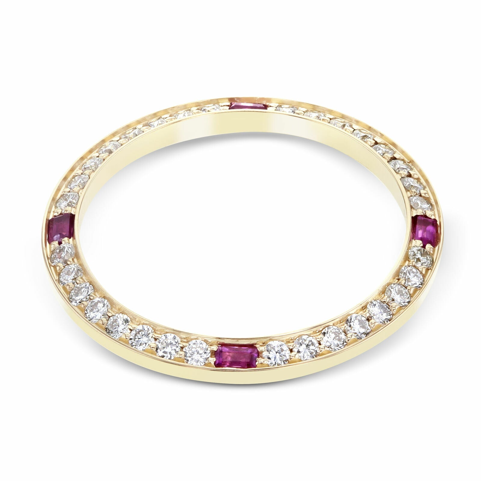 1CT BEAD SET DIAMOND BEZEL 18KY FOR ROLEX DATE, DATEJUST, PRESIDENT WITH RUBIES