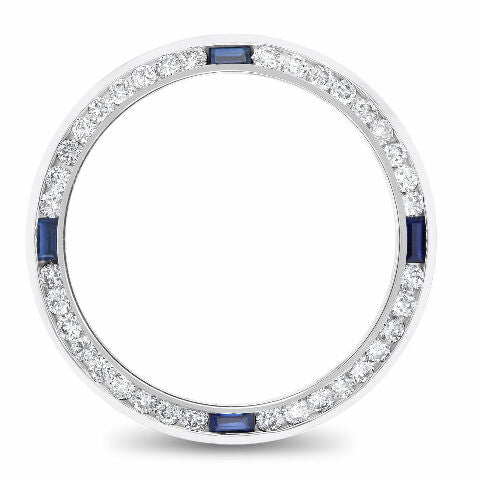 LADIES 1CT DIAMOND BEZEL 18KW FOR ROLEX DATE, DATEJUST, PRESIDENT WITH SAPPHIRES