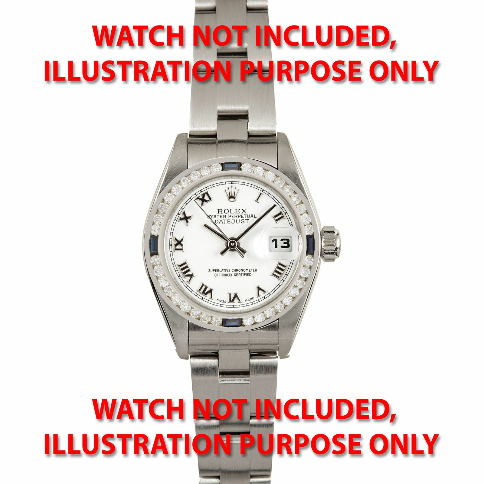 LADIES 1CT DIAMOND BEZEL 18KW FOR ROLEX DATE, DATEJUST, PRESIDENT WITH SAPPHIRES