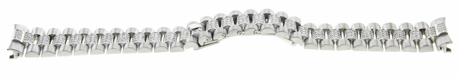 MENS 18K WHITE GOLD PRESIDENT DAY DATE WATCH BAND WITH DIAMONDS FOR ROLEX 36MM