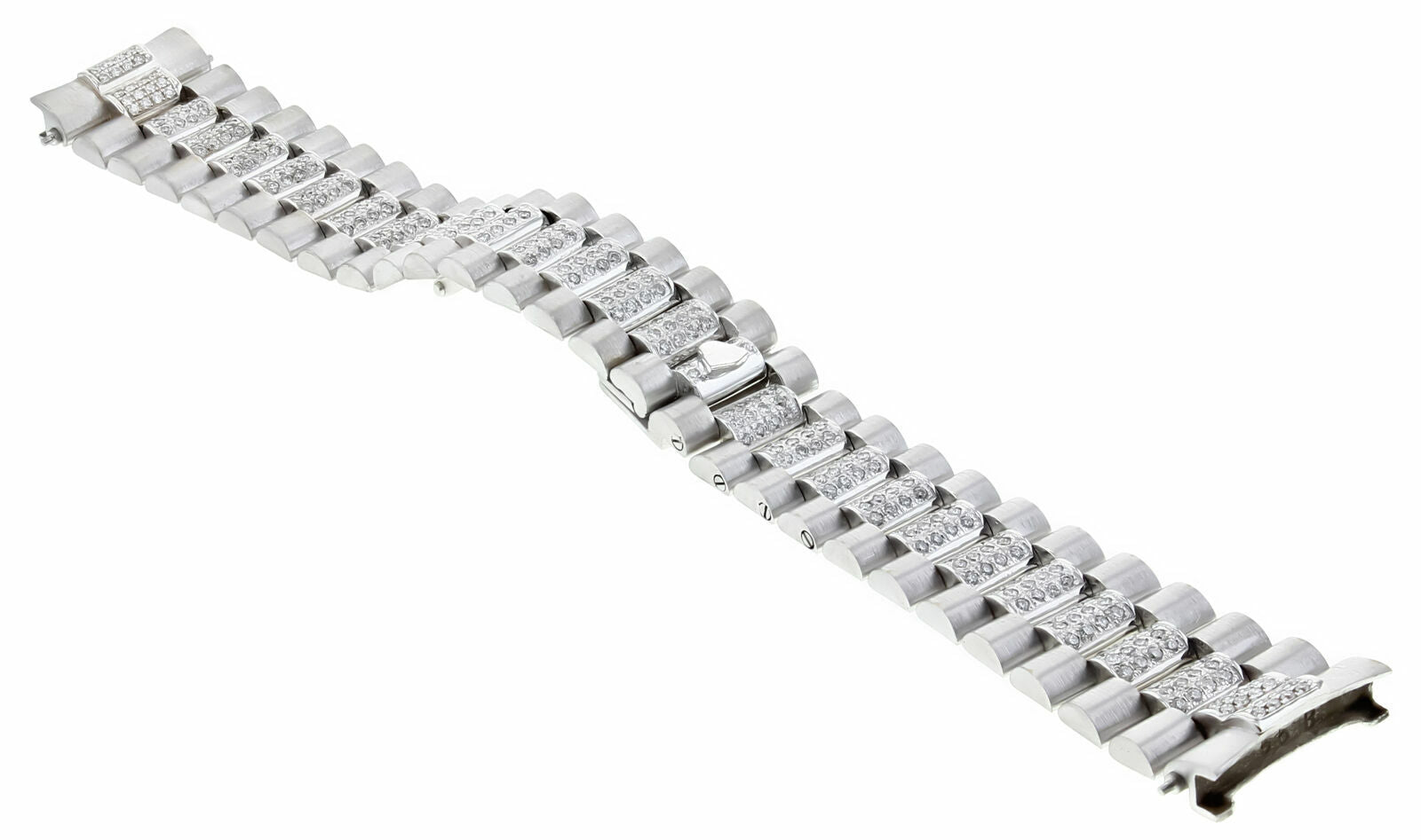 MENS 18K WHITE GOLD PRESIDENT DAY DATE WATCH BAND WITH DIAMONDS FOR ROLEX 36MM