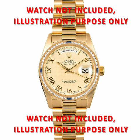 1.30CT CHANNEL SET DIAMOND BEZEL 18KY FOR ROLEX DATEJUST, DAY DATE WITH SAPPHIRE