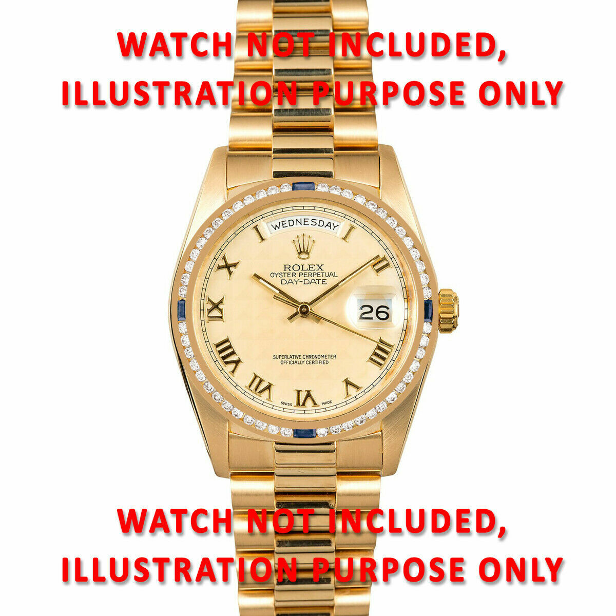 1.30CT CHANNEL SET DIAMOND BEZEL 18KY FOR ROLEX DATEJUST, DAY DATE WITH SAPPHIRE