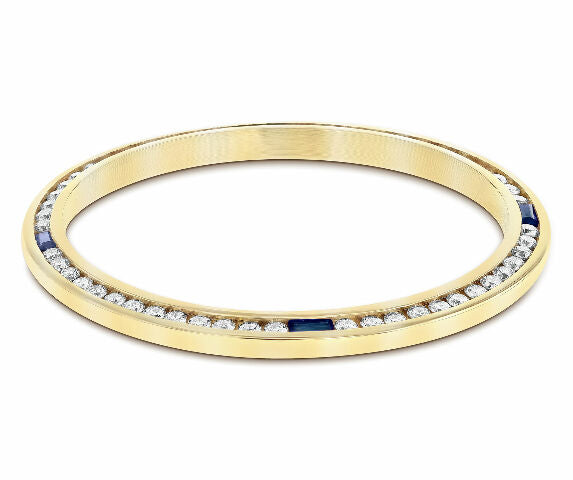 1.30CT CHANNEL SET DIAMOND BEZEL 18KY FOR ROLEX DATEJUST, DAY DATE WITH SAPPHIRE