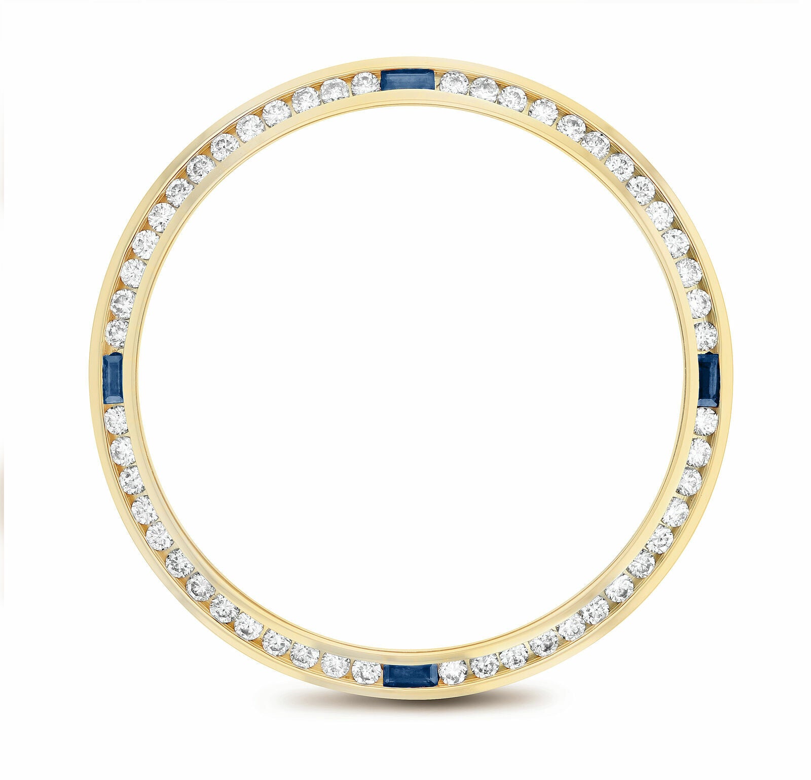 1.30CT CHANNEL SET DIAMOND BEZEL 18KY FOR ROLEX DATEJUST, DAY DATE WITH SAPPHIRE