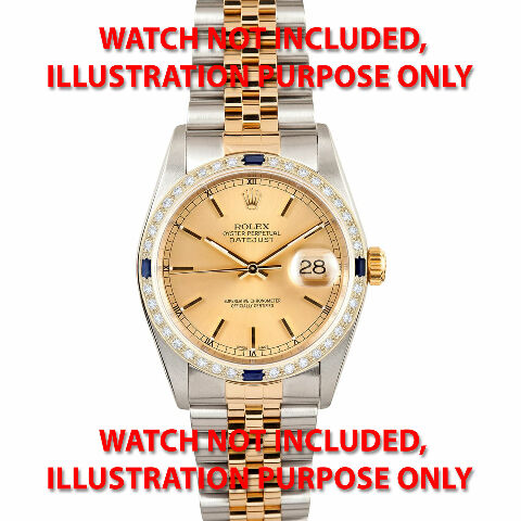 36MM 1CT BEAD SET DIAMOND BEZEL 18KY FOR ROLEX DATEJUST, PRESIDENT WITH SAPPHIRE