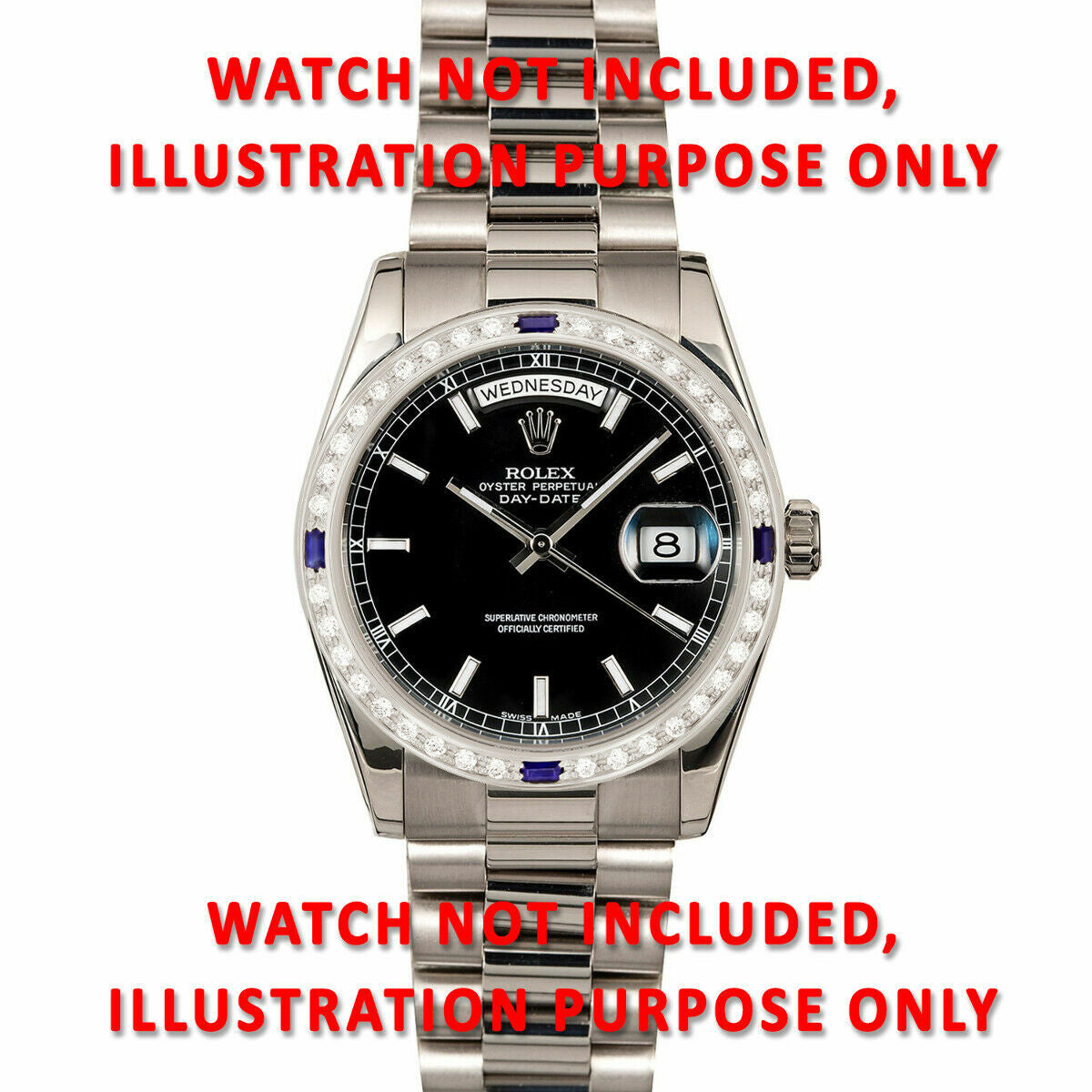 1CT DIAMOND BEZEL BEAD SET 18KW FOR ROLEX DATEJUST, PRESIDENT WITH 4 SAPPHIRES