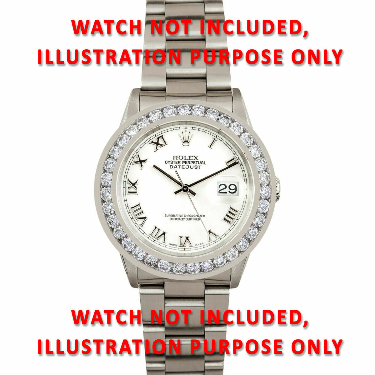 MENS 4CT DIAMOND BEZEL CHANNEL SET 14KW FOR ROLEX DATEJUST, PRESIDENT WATCH