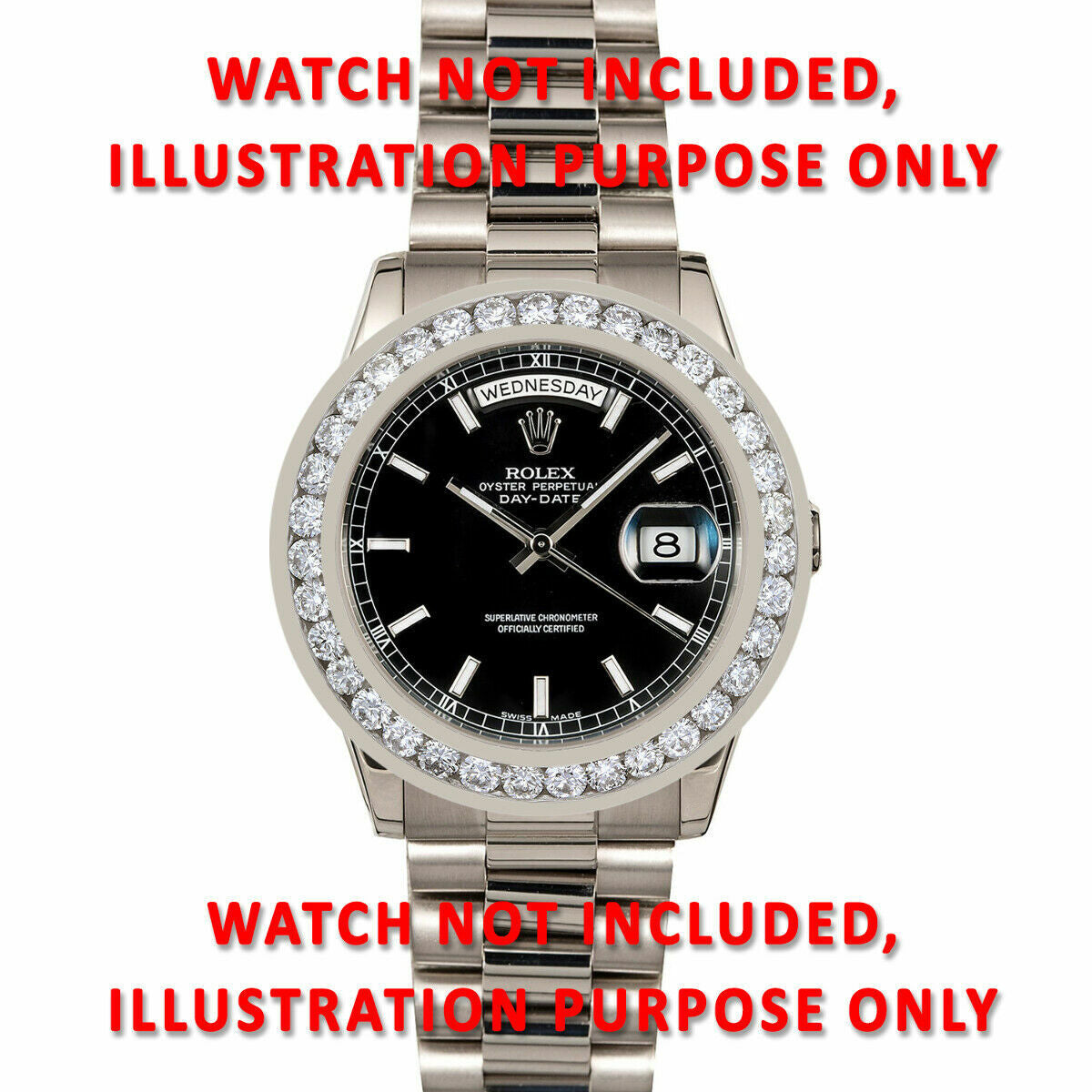 MENS 4CT DIAMOND BEZEL CHANNEL SET 14KW FOR ROLEX DATEJUST, PRESIDENT WATCH