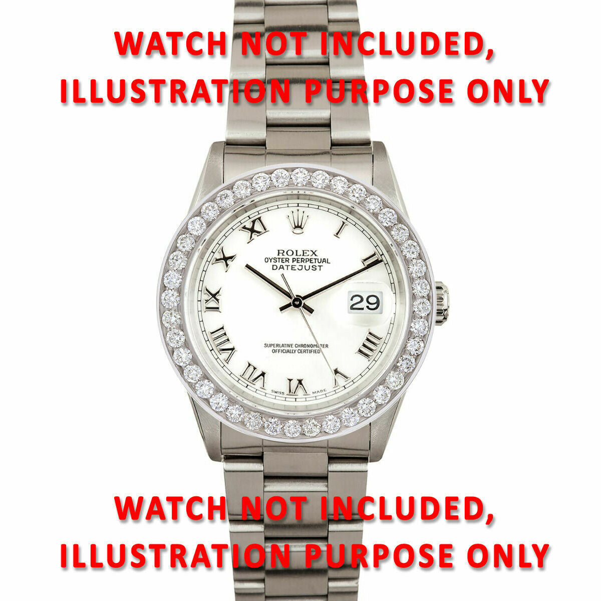 36MM 3CT BEAD SET DIAMOND BEZEL 14KW FOR ROLEX DATEJUST, PRESIDENT 36MM WATCH