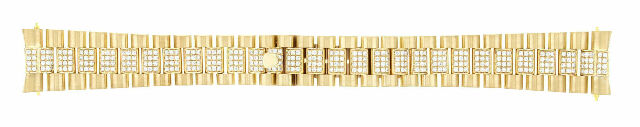 MENS 20MM 18KY PRESIDENT WATCH BAND WITH DIAMONDS IN THE CENTER FOR ROLEX 36MM