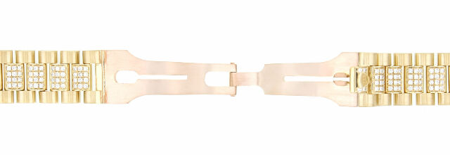 MENS 20MM 18KY PRESIDENT WATCH BAND WITH DIAMONDS IN THE CENTER FOR ROLEX 36MM