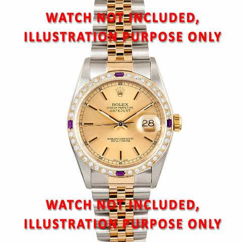 1CT BEAD SET PAVE DIAMOND BEZEL 18KY FOR ROLEX DATEJUST, PRESIDENT WITH 4 RUBIES