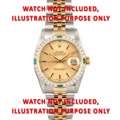 36MM 1CT BEAD SET DIAMOND BEZEL 18KY FOR ROLEX DATEJUST, PRESIDENT WITH EMERALDS