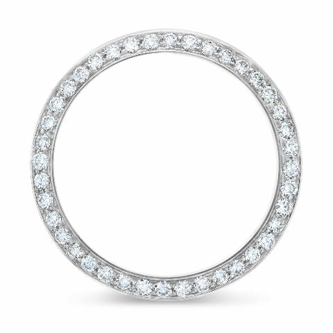 34MM 2CT BEAD SET PAVE DIAMOND BEZEL WATCH PART 14KW FOR ROLEX AIRKING, DATE