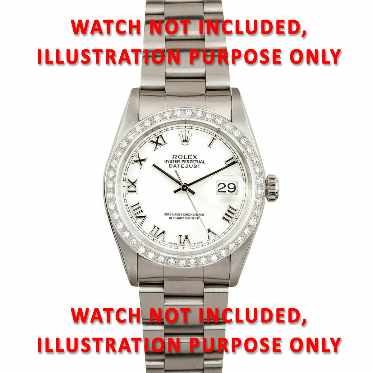 FULL SIZE 1CT BEAD NATURAL DIAMOND BEZEL 18KW ROLEX DAY DATE 18029 18039 18049