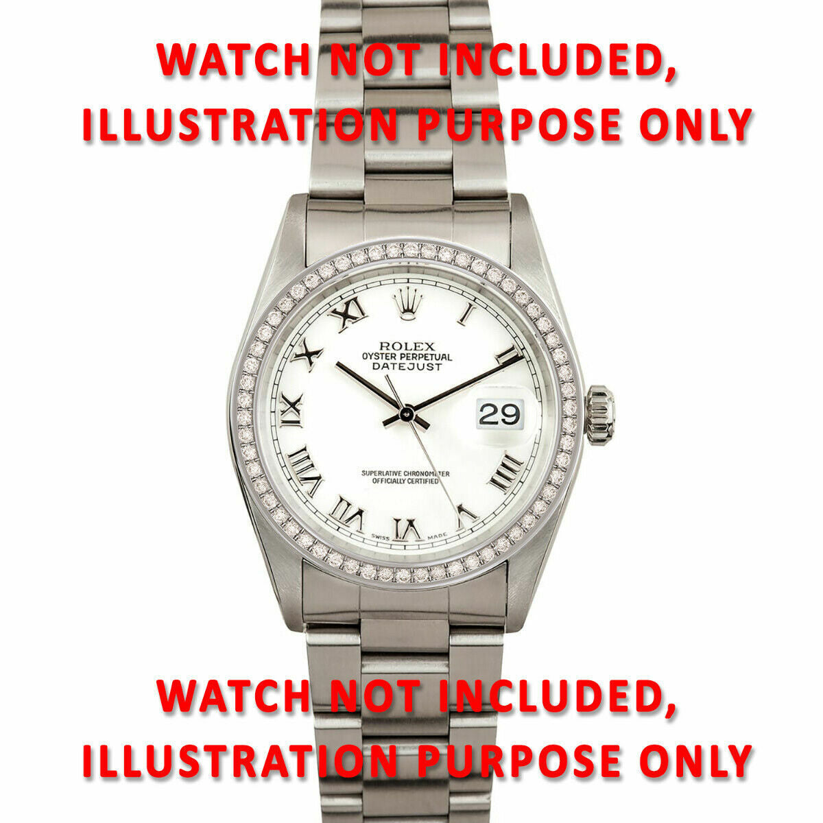 STEEL DIAMOND BEZEL FOR DATEJUST ROLEX 16000, 16014, 16030, 16200, 16220, 16234