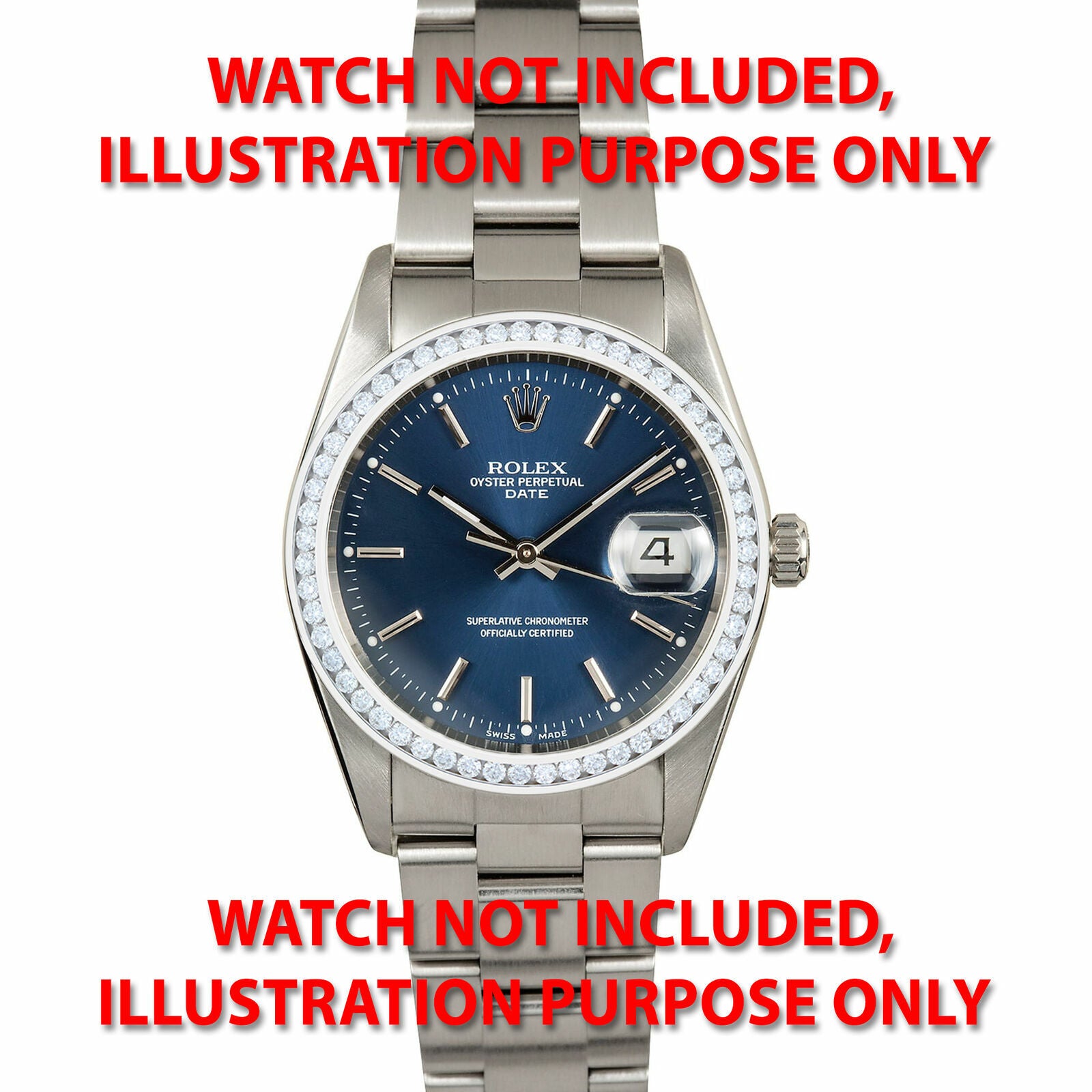 MENS CHANNEL DIAMOND BEZEL FOR DATE & AIRKING ROLEX WATCH 34MM