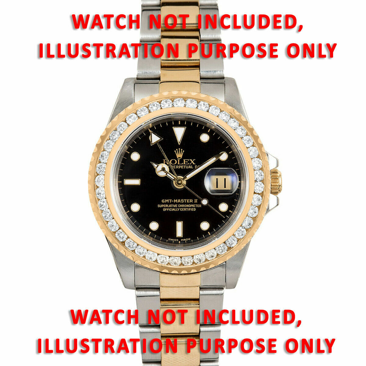 CHANNEL NATURAL DIAMOND BEZEL 18KY ROLEX GMT MASTER 2 16713 16718 116713 116718