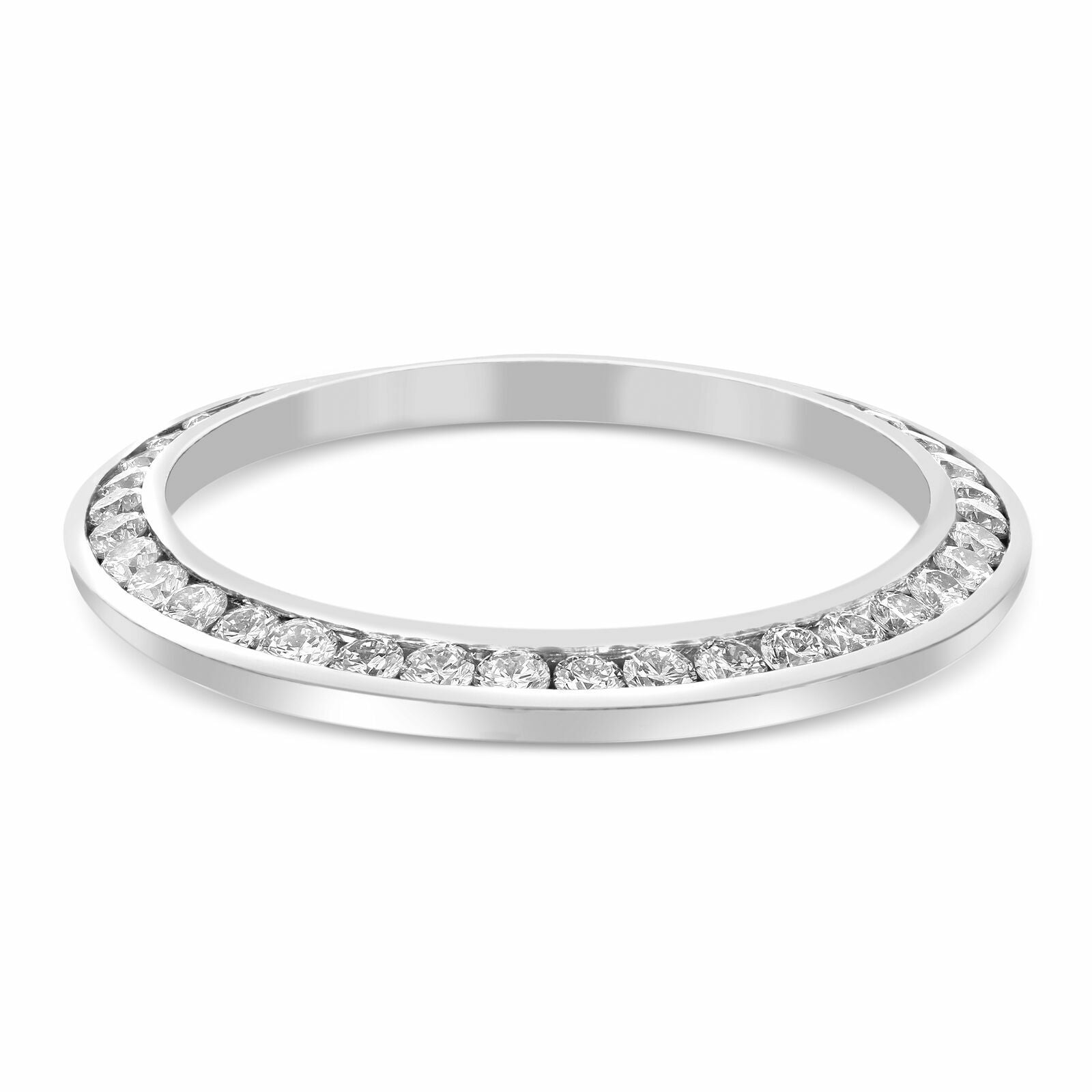 MIDSIZE 2.20CT CHANNEL SET DIAMOND BEZEL 14K WHITE GOLD FOR ROLEX 31MM DATEJUST