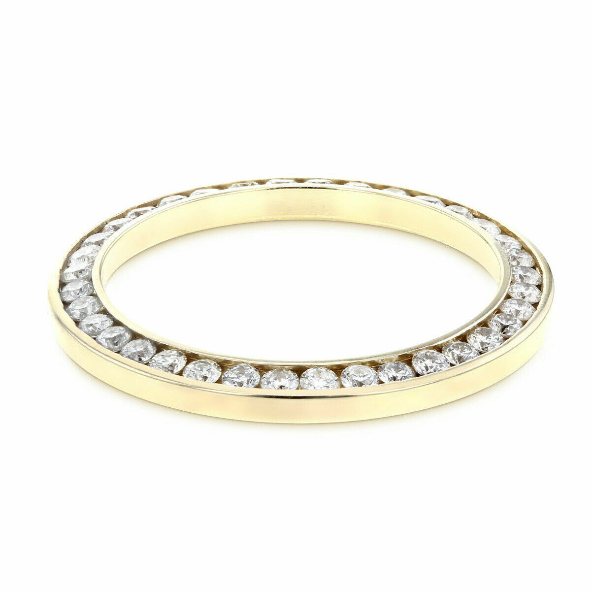 LADIES 1.10CT CHANNEL NO DATE DIAMOND BEZEL 14KY FOR ROLEX NO DATE 24MM WATCH