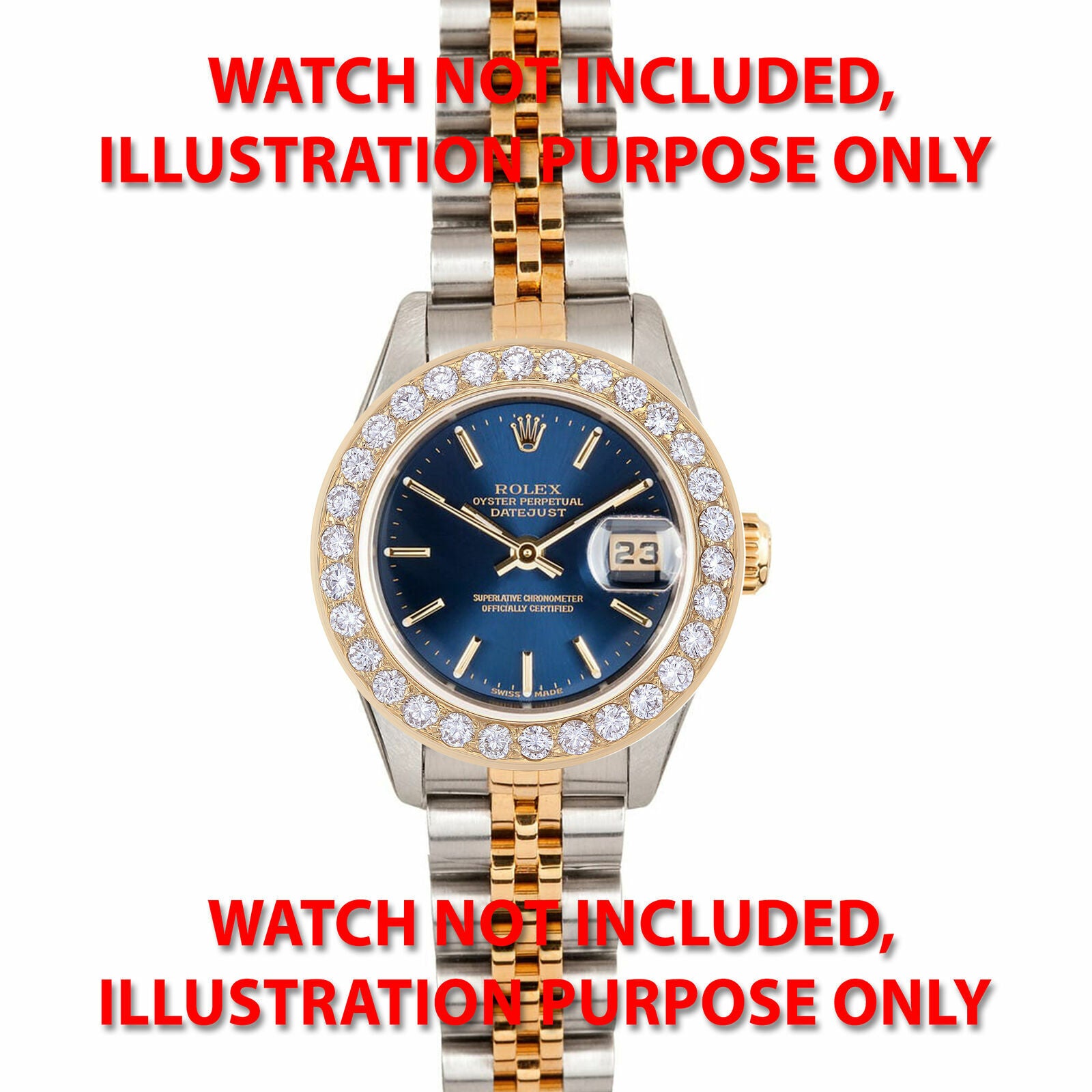 1.65CT BEAD SET CUSTOM DIAMOND BEZEL FOR LADYS ROLEX DATEJUST, PRESIDENT YG