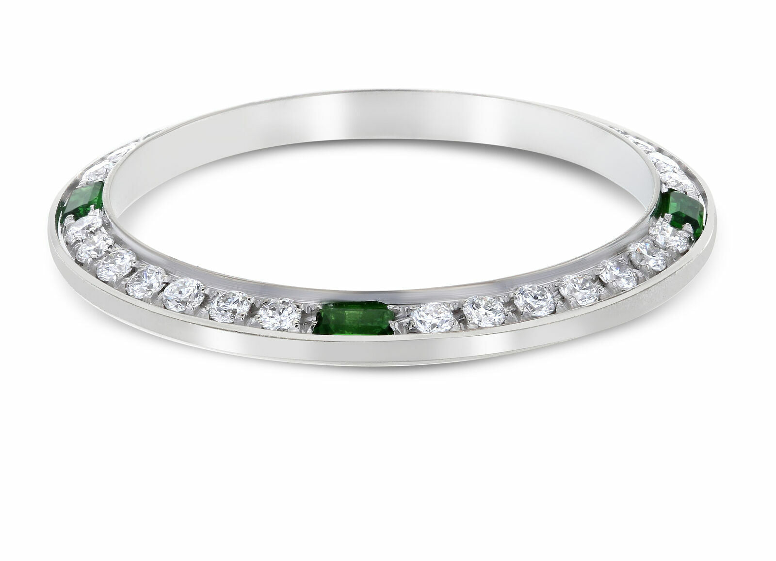 LADIES .70CT DIAMOND BEZEL 18KW FOR ROLEX DATE, DATEJUST, PRESIDENT WITH EMERALD