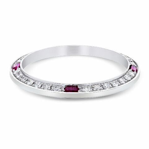 LADIES .70CT DIAMOND BEZEL 18KW FOR ROLEX DATE, DATEJUST, PRESIDENT WITH RUBIES