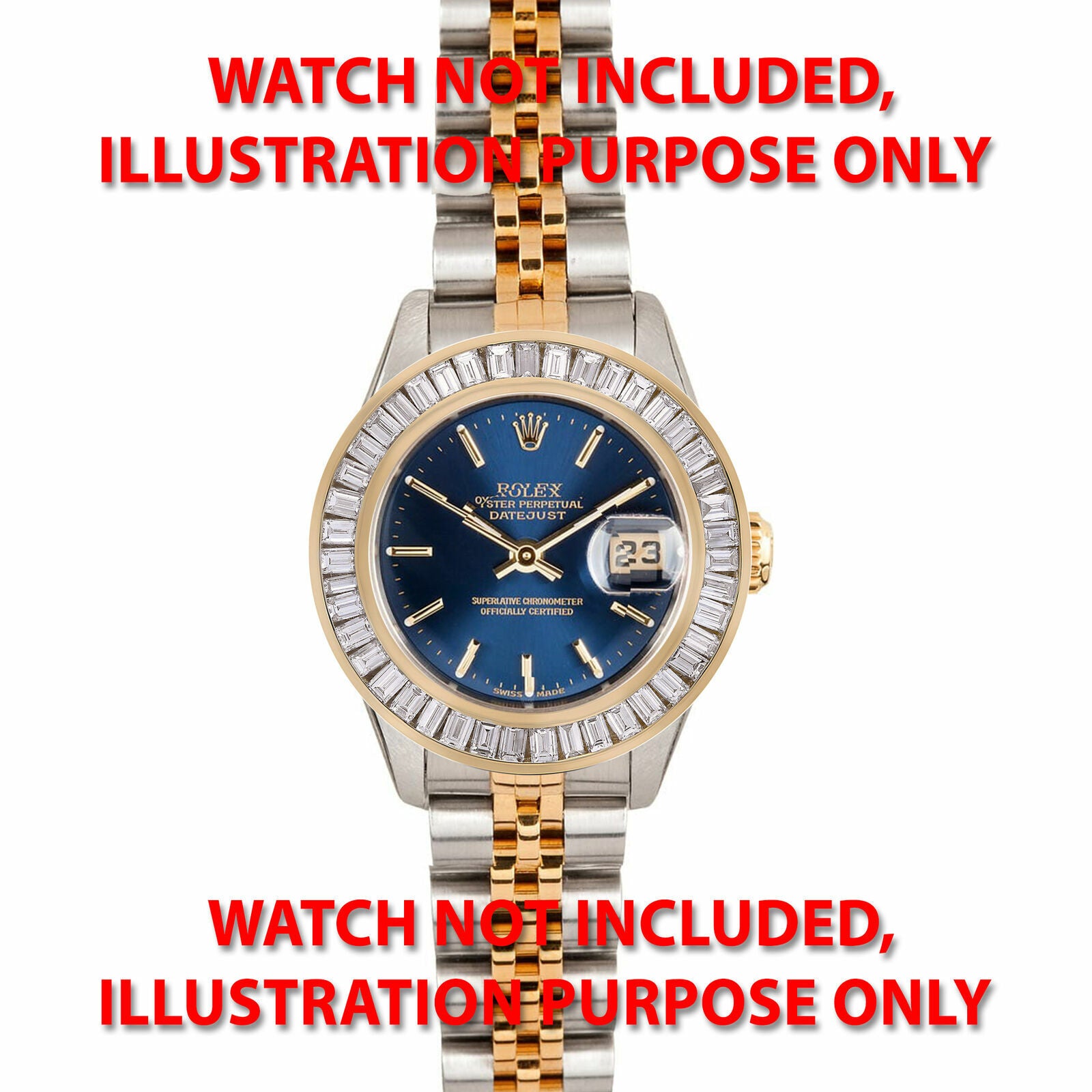 LADIES 1.75CT BAGUETTE DIAMOND BEZEL 14KY FOR ROLEX 26MM DATEJUST, PRESIDENT