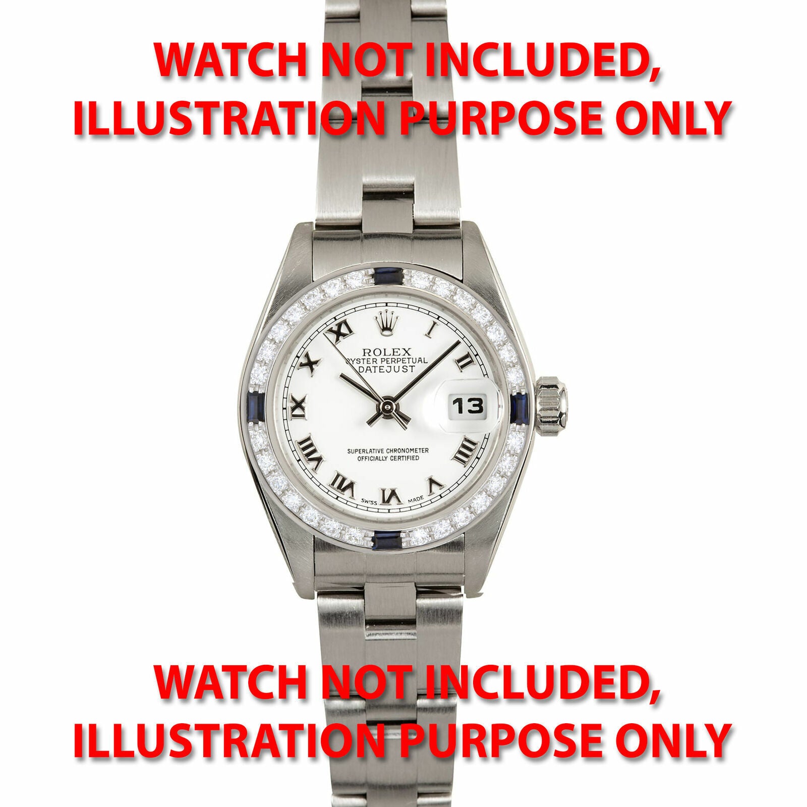 LADIES .70CT DIAMOND BEZEL 18KW FOR ROLEX 26MM DATEJUST, PRESIDENT WITH SAPPHIRE