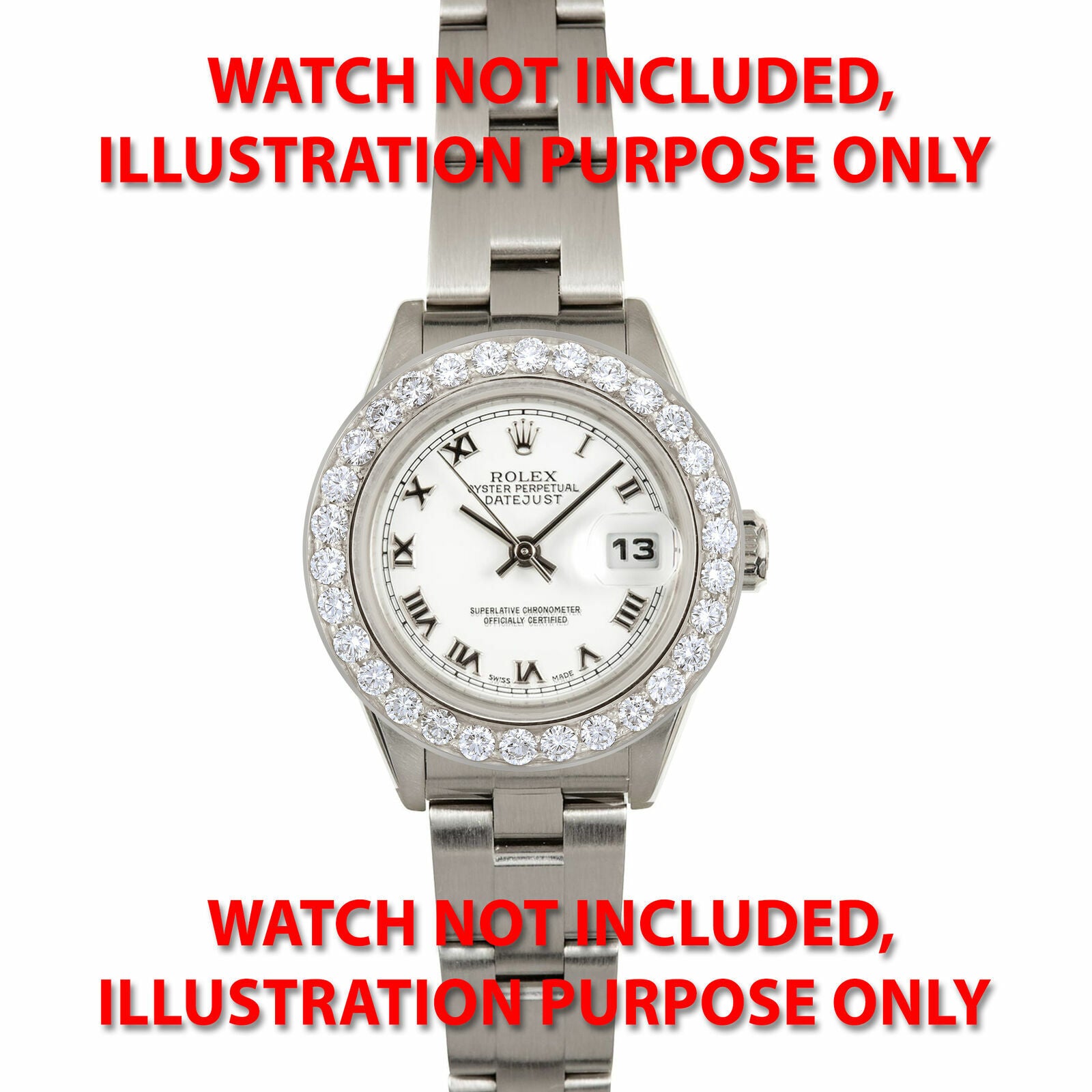 LADIES 1.65CT BEAD SET DIAMOND BEZEL 14KW FOR ROLEX DATEJUST, PRESIDENT 26MM