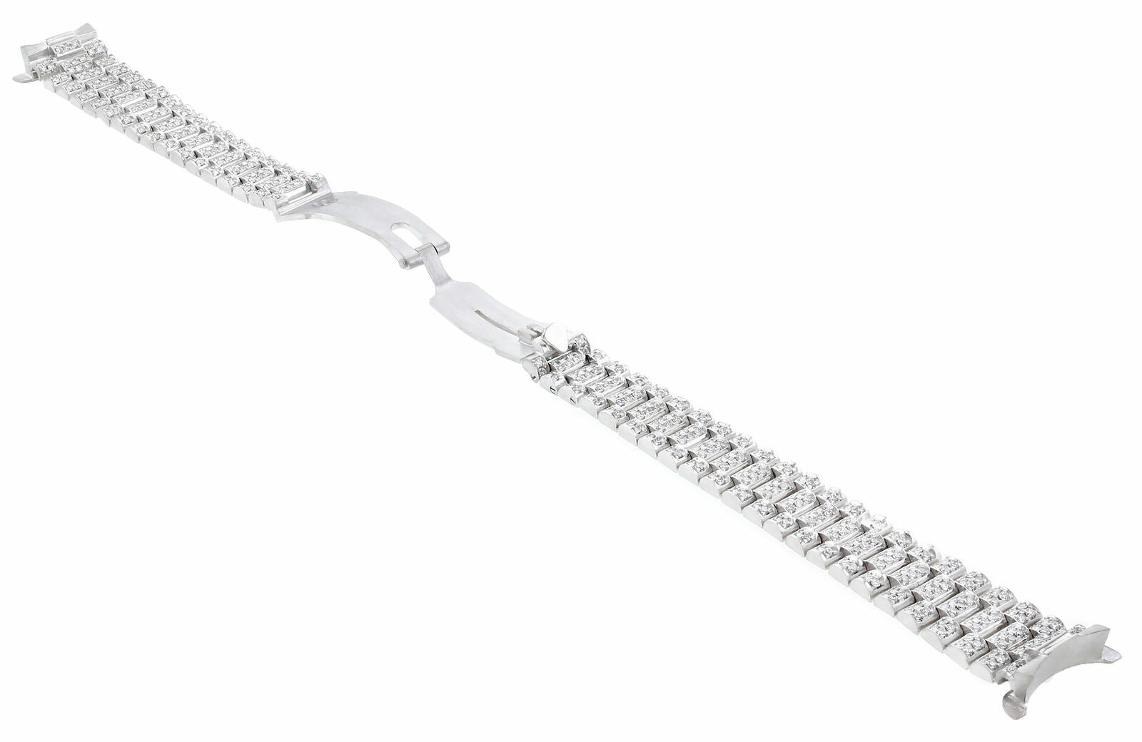 13MM 18K WHITE GOLD ALL DIAMOND PRESIDENT WATCH BAND FOR ROLEX 26MM DATEJUST